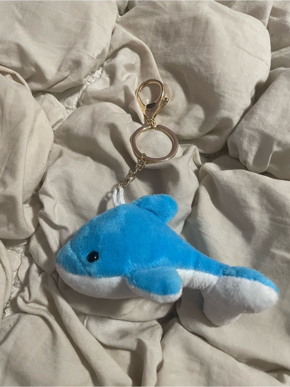 Free People Blue Plush Dolphin Bag Charm